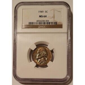 1949 Jefferson Nickel MS64 NGC Nice Toning